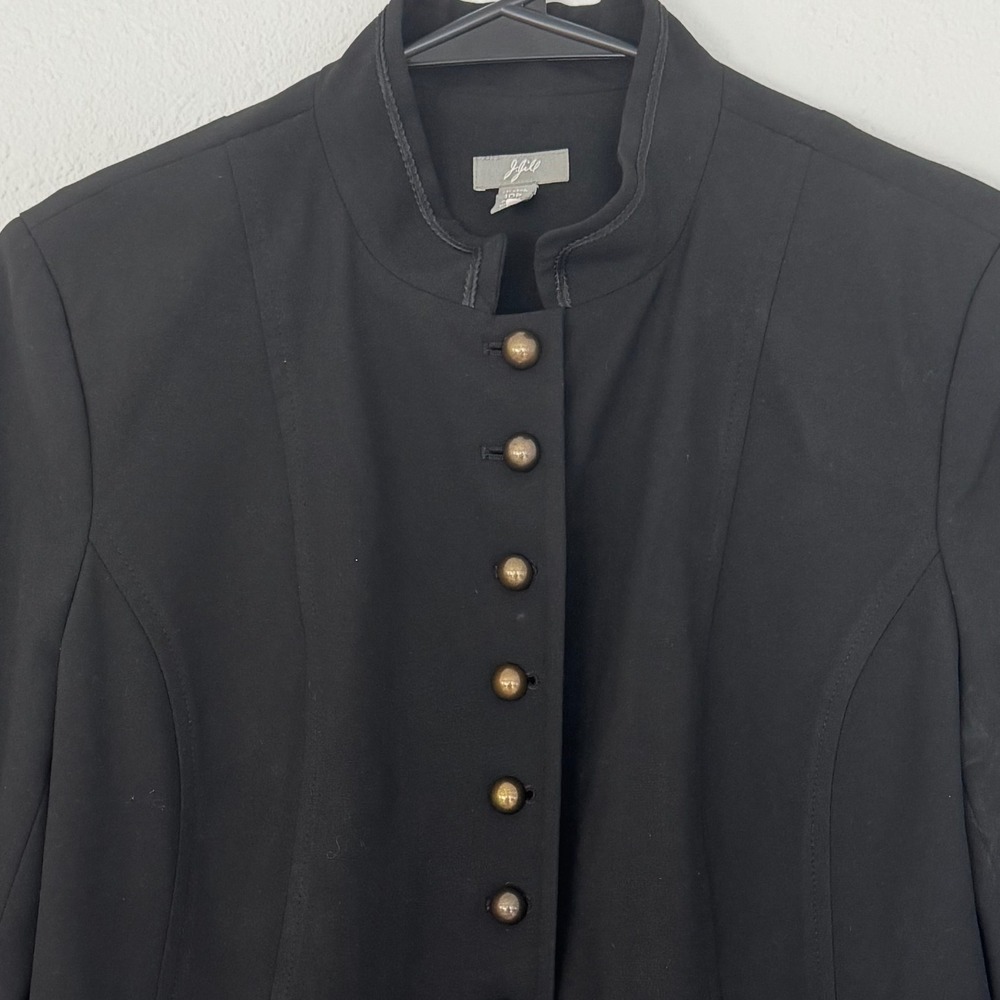 J Jill Black Jacket Petite Size 10P Button Front Mandarin Collar Career